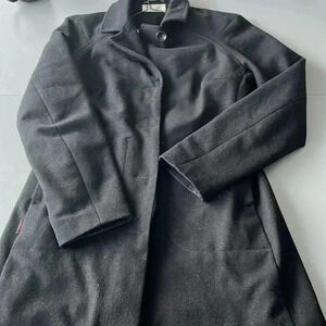 [M]Icebreaker Coastal  Merino Wool Black Trench Coat